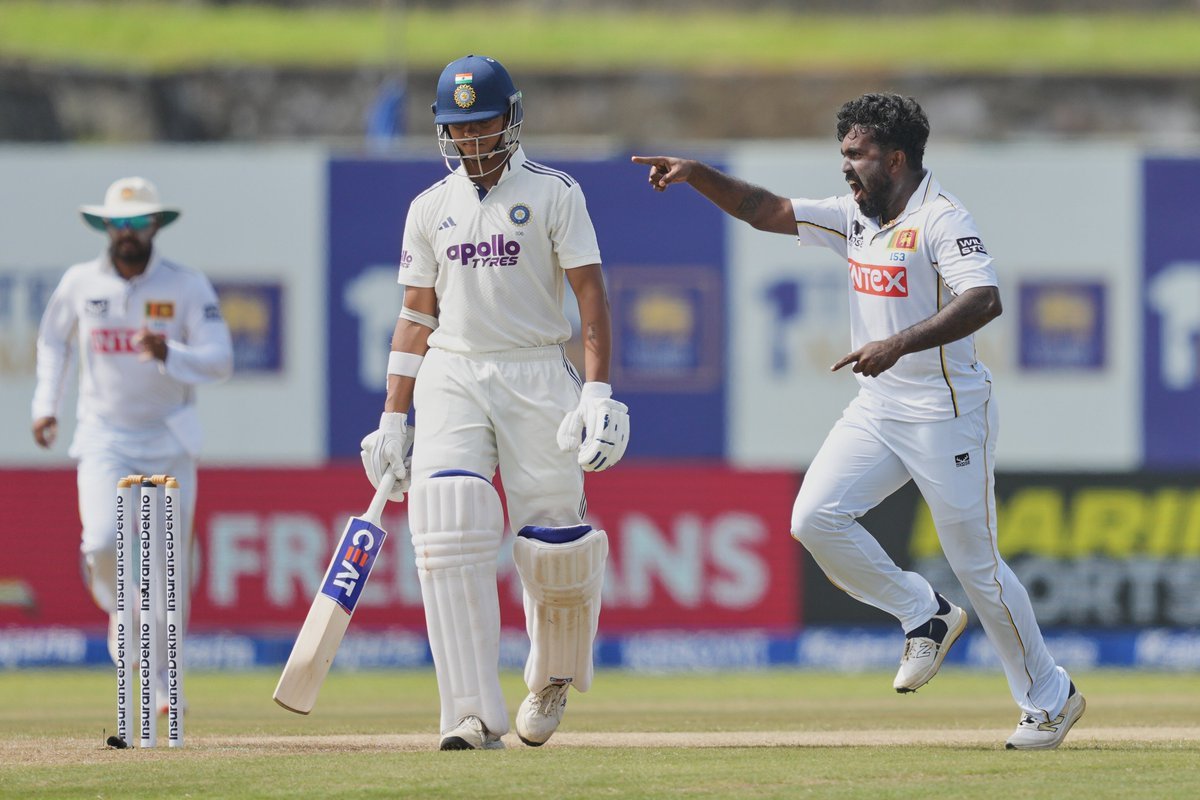 Yashasvi Jaiswal Engages in On-Field Verbal Battle With Asitha Fernando After Wicket Yashasvi Jaiswal Engages in On-Field Verbal Battle With Asitha Fernando After Wicket